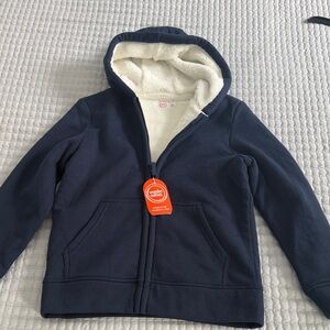 Wonder Nation Dark Blue Kids Hoodie with Cream fuzzy Lining NWT